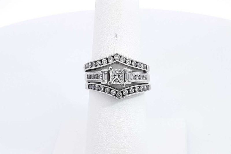 Approx. 1.15ctw Diamond Wedding Set In 14k White Gold  9.9g Size 6 Eb0824prxsa