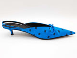 Balenciaga Knife Mules Logo Blue Satin Heels Size Eu 38 Do0725pxde