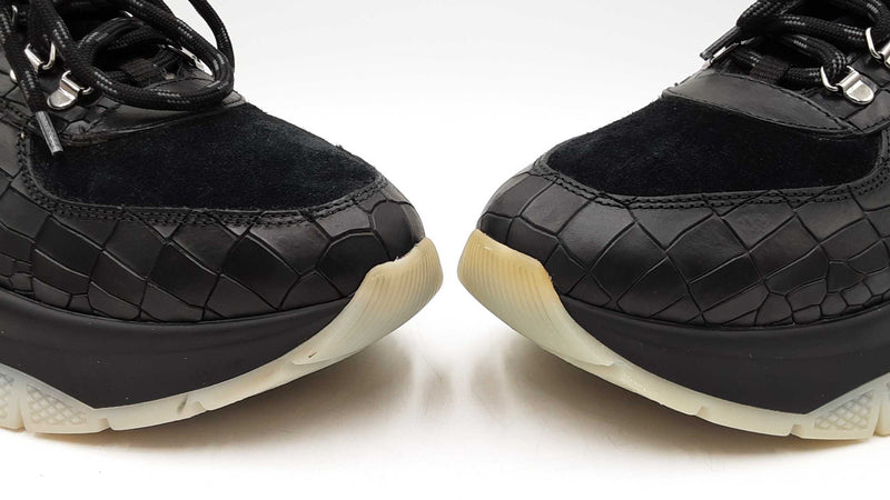 Jimmy Choo Inca Shearling Sneakers In Croc-embossed Leather Sz It 46 Fw0825loxdu