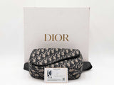 Christian Dior Saddle Belt Bag In Oblique Jacquard & Black Leather Fw1026wxzdu