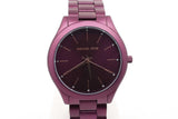Michael Kors Slim Runway 42mm Purple Stainless Steel Quartz Watch 61.4 Grams Eb0726wrsa