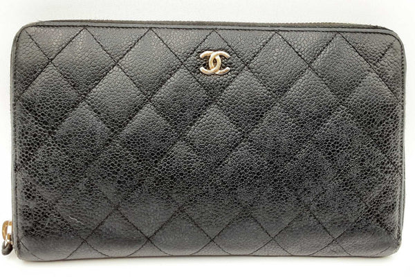 Chanel Quilted Cavier Zip Around Wallet Eb0924wxzdu