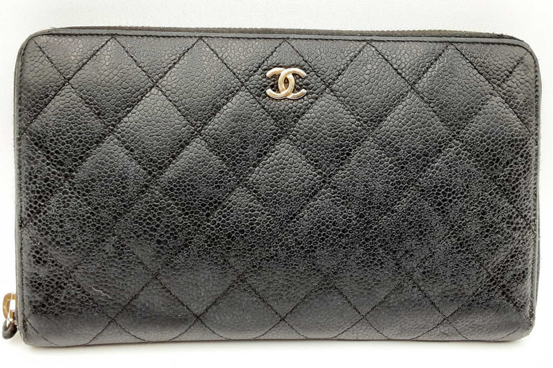 Chanel Quilted Cavier Zip Around Wallet Eb0924wxzdu