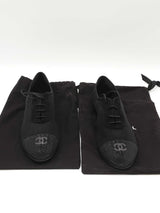 Chanel Mesh Crystal Cap Toe Cc Lace Up Oxfords Size 40 Eb1225lpxdu