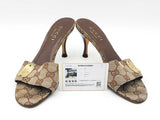 Gucci Gg Supreme Canvas & Vegan Leather Peep-toe Mules Size 6 Fw1026rxdu