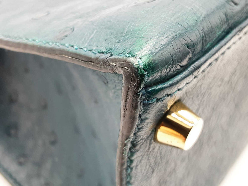 Hermes Kelly 25 Bleu Roi Blue Ostrich Gold Hardware Shoulder Bag Do0723oerxzde