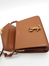 Yves Saint Laurent Brown Leather Cassandra Top Handle Bag Eb0426cxzde
