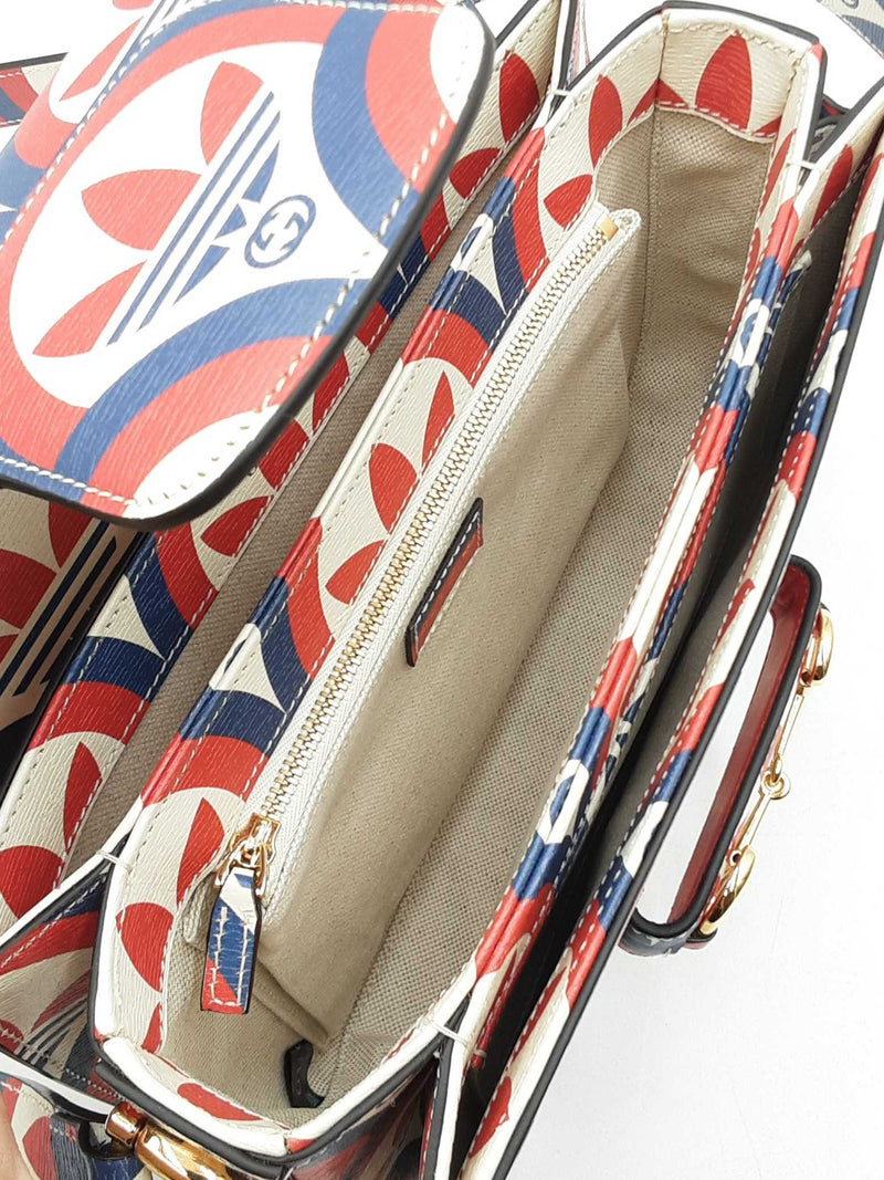 Gucci X Adidas Horsebit 1955 Handbag In Shanghai Trefoil Leather Fw01025izxdu