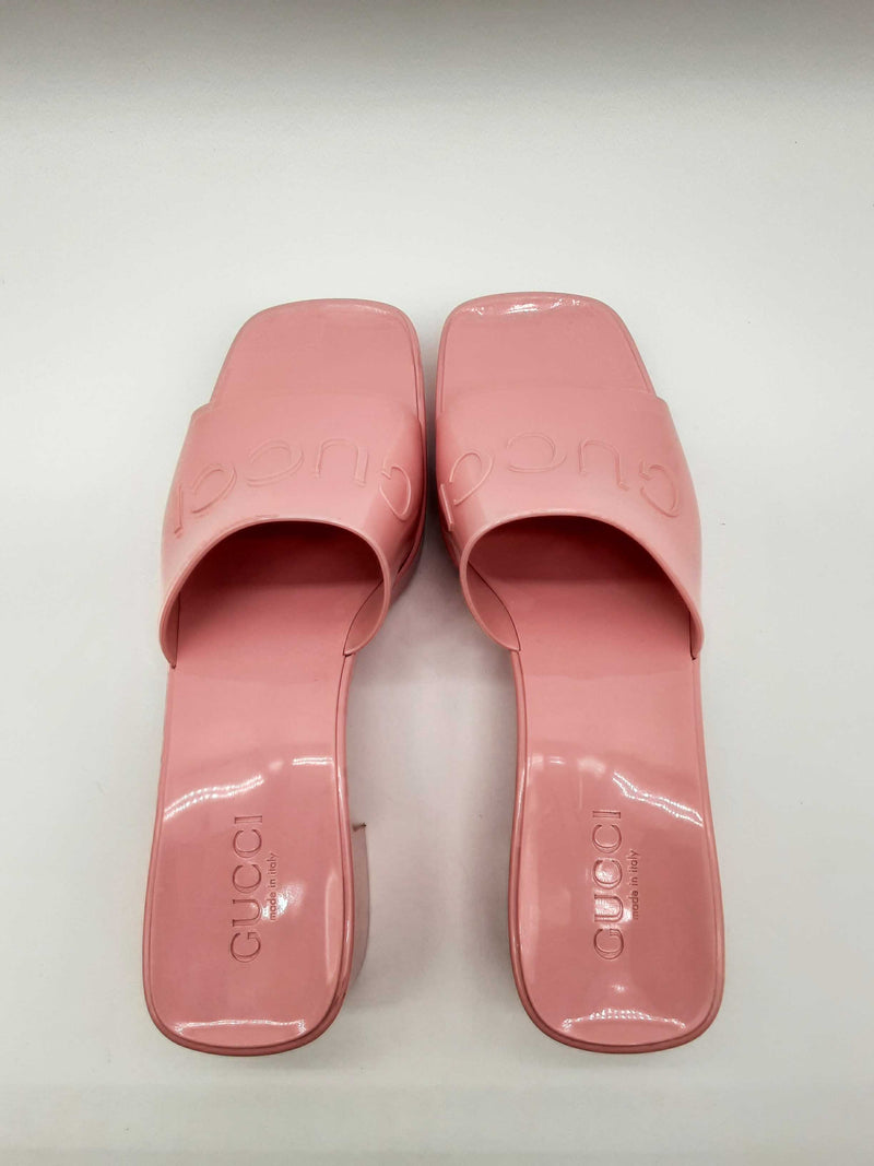 Gucci Pink Rubber Platform Sandal Slides Size Eu 39/ Us 9 W Do0624lxzde