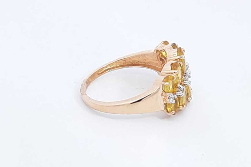 Yellow Gemstone & Diamond Ring In 14k Yellow Gold 3.5 Grams Size 7.5 Eb1024loxsa