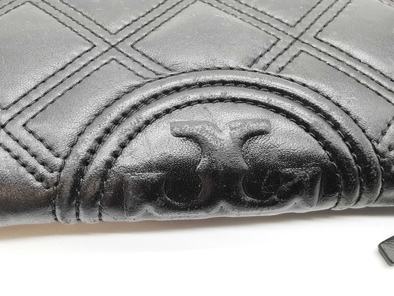Tory Burch Flemming Black Leather Zip Continental Wallet Do0825prde