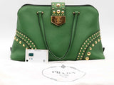 Prada Saffiano Leather Studded Promenade Satchel Green Aa0826wxzsa