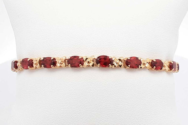 Garnet Bracelet In 14k Yellow Gold 7.1 Grams 7 Inch Eb1124llrdu