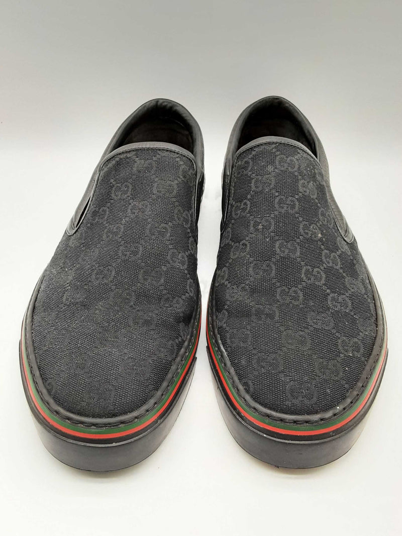 Gucci 212225 Black Monogram Gg Canvas Slip On Shoes Size Uk 9.5 Mens Do1024ixde