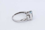 Blue Gemstone & Diamond Ring In 14k White Gold 3.5 Grams Size 6.25 Eb0725lordu