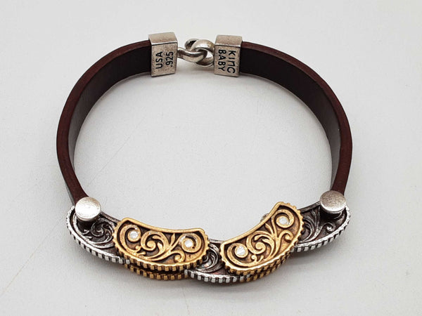 King Baby 0.925 Silver And Alloy 40.7g Leather Bracelet 8 In Do1124lorde