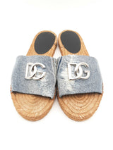 Dolce & Gabbana Medallion Denim Flat Espadrille Sandals Size Eu 38 Fw1224lxzsa