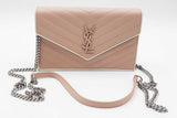 Yves Saint Laurent Grain De Poudre Chevron Envelope Chain Wallet Eb0726prxdu