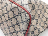 Gucci 453705 Tan Navy Gg Supreme Coated Canvas Red Leather Tote Bag Do0625pxzde
