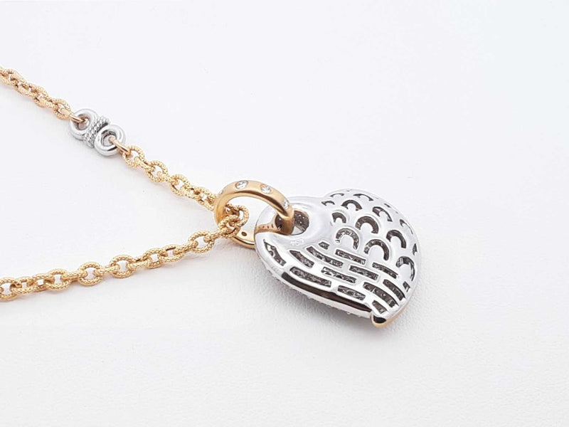 0.99 Cttw Diamond & Two-tone Gold Heart Pendant Necklace 22.6 Grams 20 Inch Fw0525rxzdu