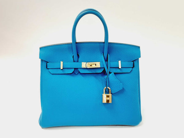 Hermes Birkin 25 Blue Zanzibar Togo Gold Hardware Handbag Dolezxzde 144020004591