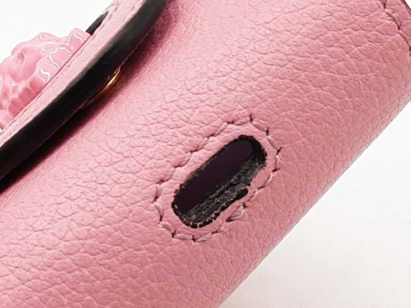 Versace La Mudusa Earbuds Pouch In Pink Leather With Chain Fw0825exdu