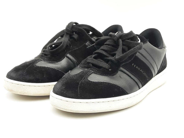 Salvatore Ferragamo Black Leather & Suede Sneakers Size 6 C Sd0325crsa