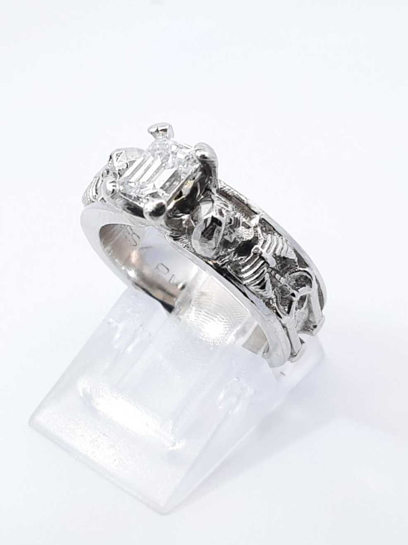0.65 Ctw Diamond Platinum Skeleton Engagement Ring 13.6 Grams Size 5 Fw1025crxdu