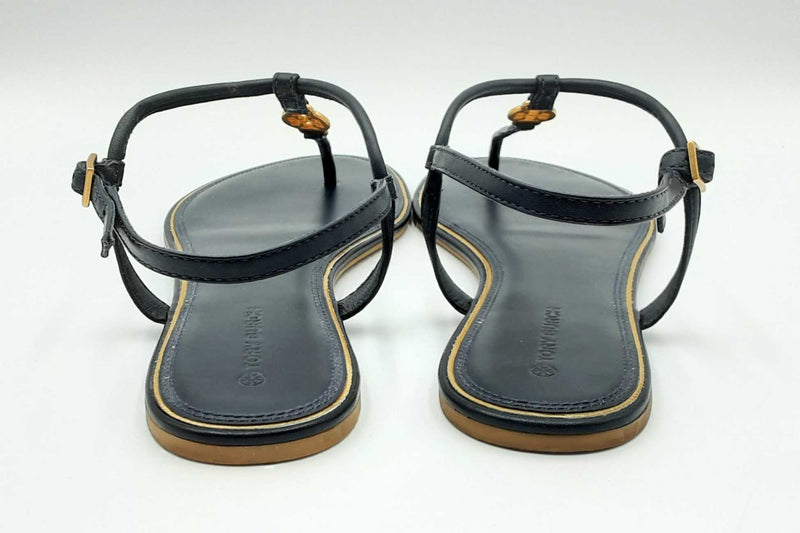 Tory Burch Navy Blue Leather Emmy Flat Sandals Size 11 Eb0724ordu