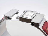 Hermès Loquet 19mm Bangle Watch In Stainless Steel & Red Enamel Fw1026lrxdu