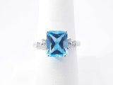 Blue Topaz & Diamond Ring In 10k White Gold 2.3 Grams Size 7 Fw1225rzdu