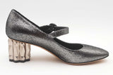 Salvatore Ferragamo Silver Metallic Ortensia Mary Jane Pumps Size 6b Eb0626lxzsa