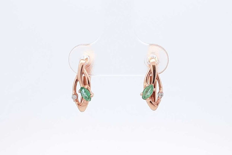 14k Rose Gold Emerald Earrings 1.9 Grams Eb1224cxdu