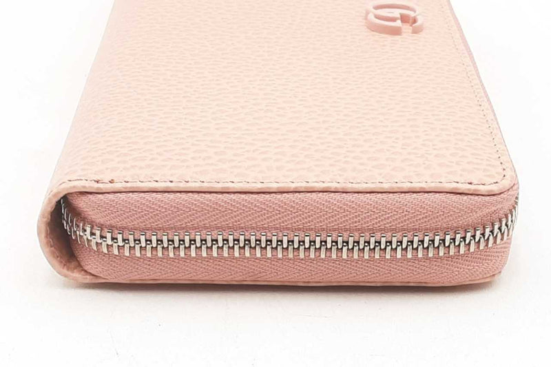 Gucci Gg Pebbled Pink Leather Zip Around Wallet Eb0225oxzsa