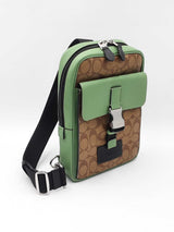 Coach Track Pack In Signature Canvas & Soft Khaki Green Leather Fw0926ezdu