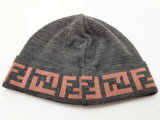 Fendi Ff Gray Pink Logo Wool Beanie Do0326lrxde