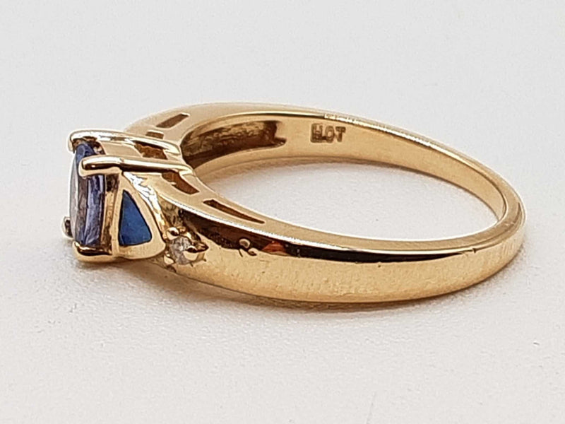 Iolite Synthetic Opal 10k Yellow Gold 3.0g Ring Size 6.75 Do0725sxde