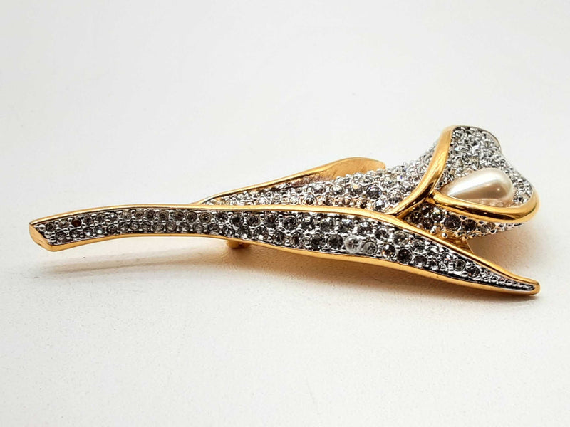 Calla Lily Swarovski Pave Enamal Metal Brooch Do1024oxde