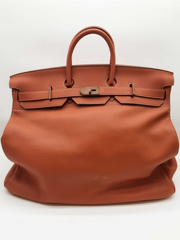 Hermes Birkin Hac 50 Gold Brown Clemence Brass Duffle Bag Do0823lwrxzde