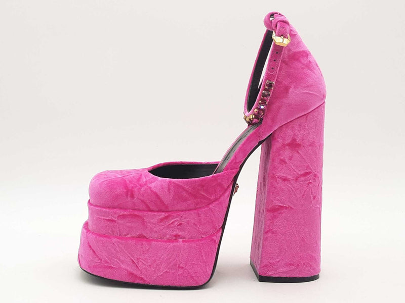 Versace Medusa Aevitas Velvet Platform Pump Pink Size 37 Aa0525ezsa