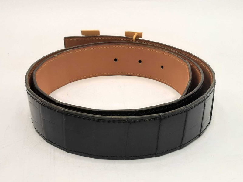 Hermes Gold H Buckle Nialus Croc Belt Size 90eu Sd0825lrzxsa