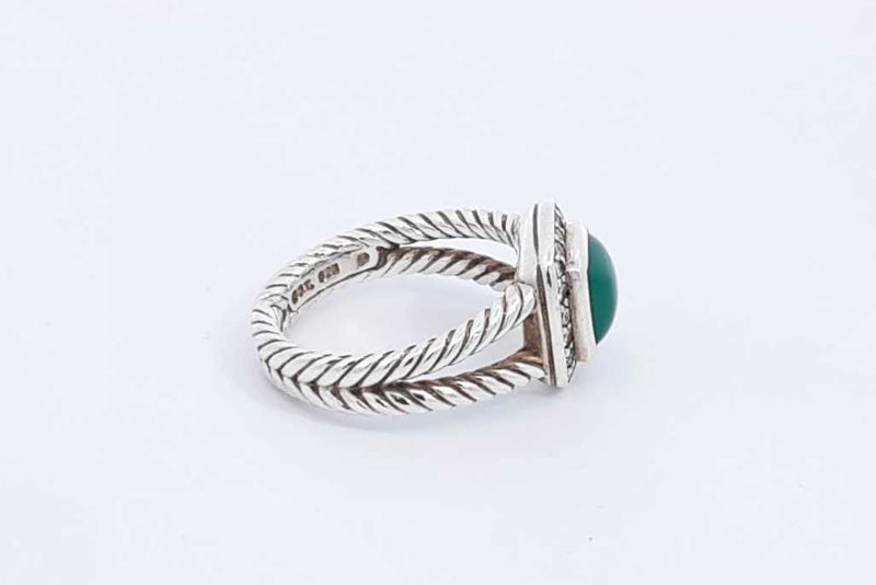 David Yurman Diamond & Green Onyx 925 Albion Ring 5.3 Grams Size 6.5 Eb1024lrxsa