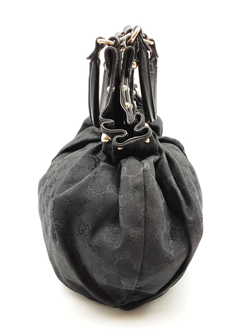 Gucci Studded Pelham Bag In Black Gg Monogram Canvas Fw0825orxdu