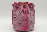 Mcm Pink Monogram Jacquard Dessau Drawstring Bucket Bag Eb1026crsa