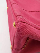 Prada Small Canapa Logo Print Tote Bag In Peony Pink Cotton Canvas Fw0626orzdu