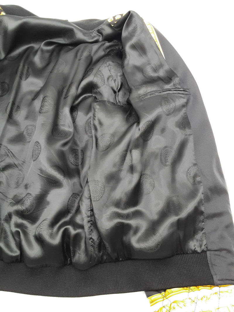 Gianni Versace Barocco Black Yellow Quilted Bomber Jacket Size It56 Do0625loxzde