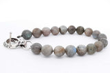 King Baby Labradorite Bead Toggle Bracelet 925 Sterling Silver 29.6 Grams 8.5 Inch Eb0526lxzsa