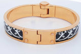 Hermes Balades Equestres Printed Enamel Hinged Bangle Bracelet 40.4g Eb0726oorde