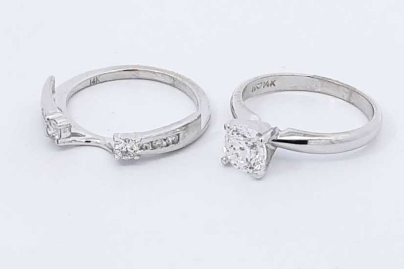 0.81ctw Diamond Wedding Set In 14k White Gold 4.6 Grams Size 5 Eb1125irxdu