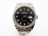 Rolex 36 Datejust Black Dial Diamond Numerals Steel Jubilee Watch Do0126loxzxde